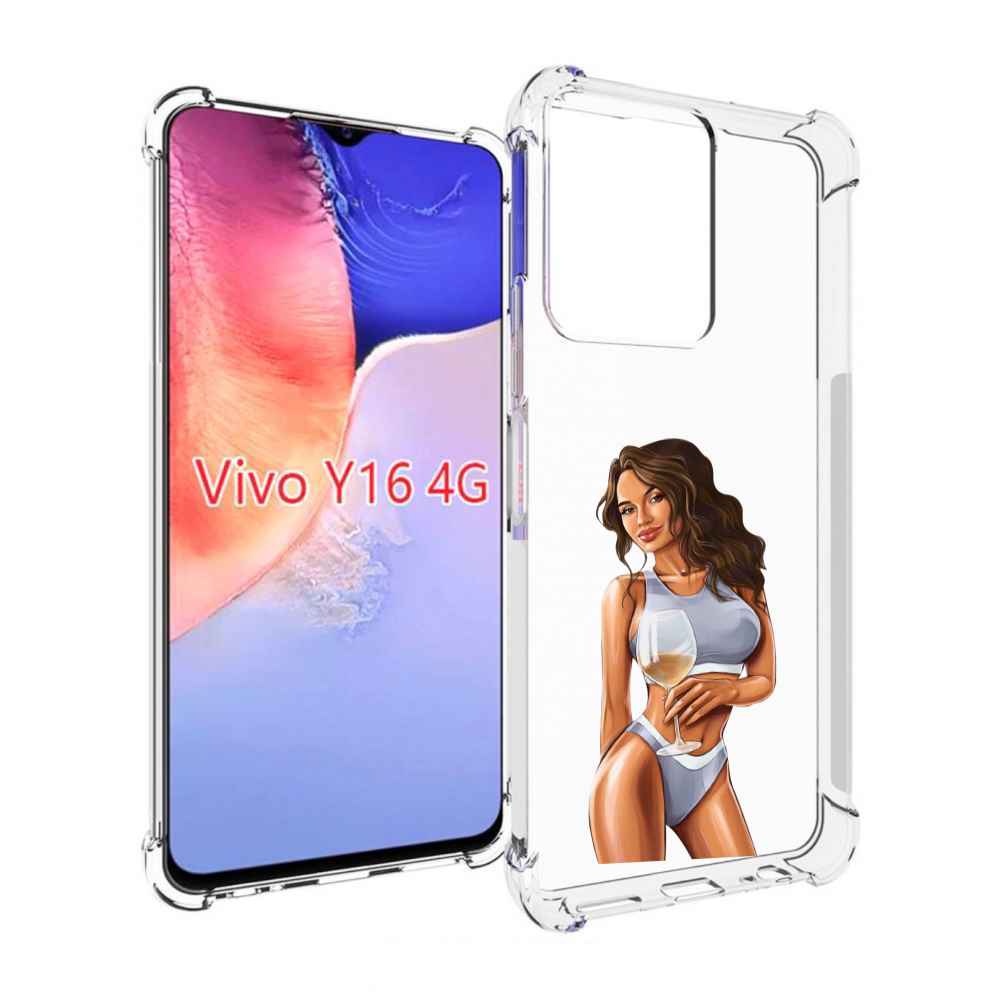Чехол MyPads девушка-в-сером-купальнике- женский для Vivo Y16 4G/ Vivo Y02S