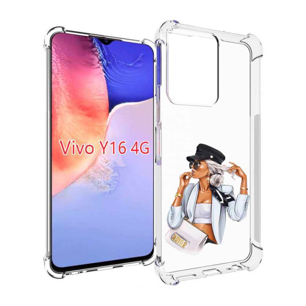 

Чехол MyPads девушка-в-белом-с-модной-сумочкой женский для Vivo Y16 4G/ Vivo Y02S, Прозрачный, Tocco