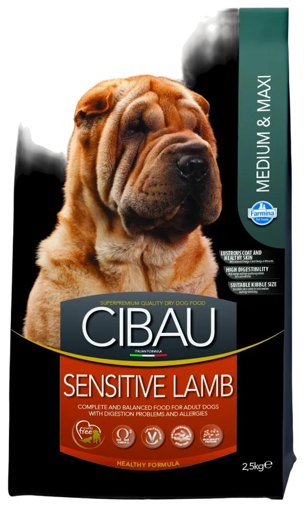 фото Сухой корм для собак средних пород cibau с ягненком, 4 шт по 2,5 кг