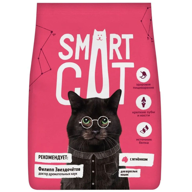 Сухой корм для кошек Smart Cat ягненок, 4 шт по 1,4 кг