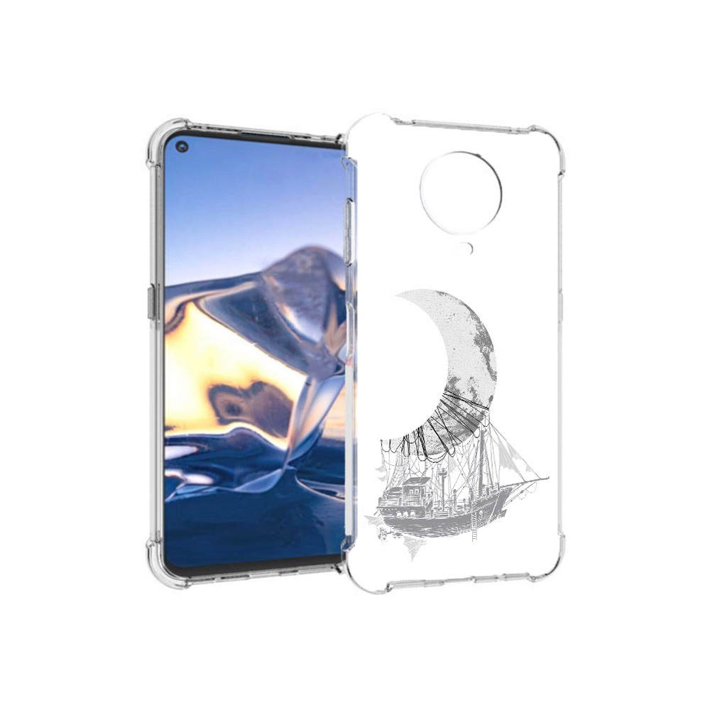 

Чехол MyPads Tocco для Nokia G10 черно белый корабль полумесяц (PT171673.98.684), Tocco