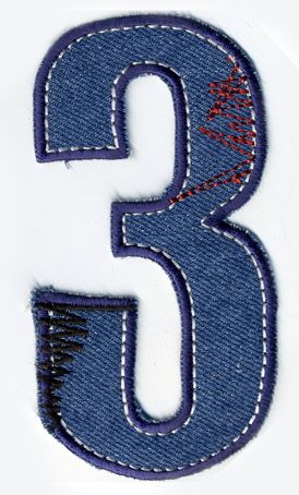 

32132/1SB Термоаппликация HKM Джинсовая цифра 3, Синий