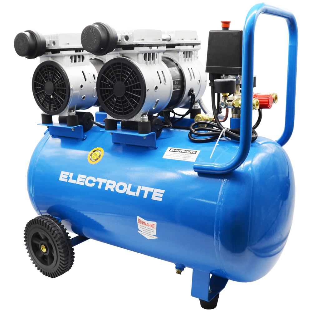 

Компрессор ELECTROLITE 2000/50-OL (Безмасляный , 50 л, 300 л/м, 2000 Вт), 2000/50-OL