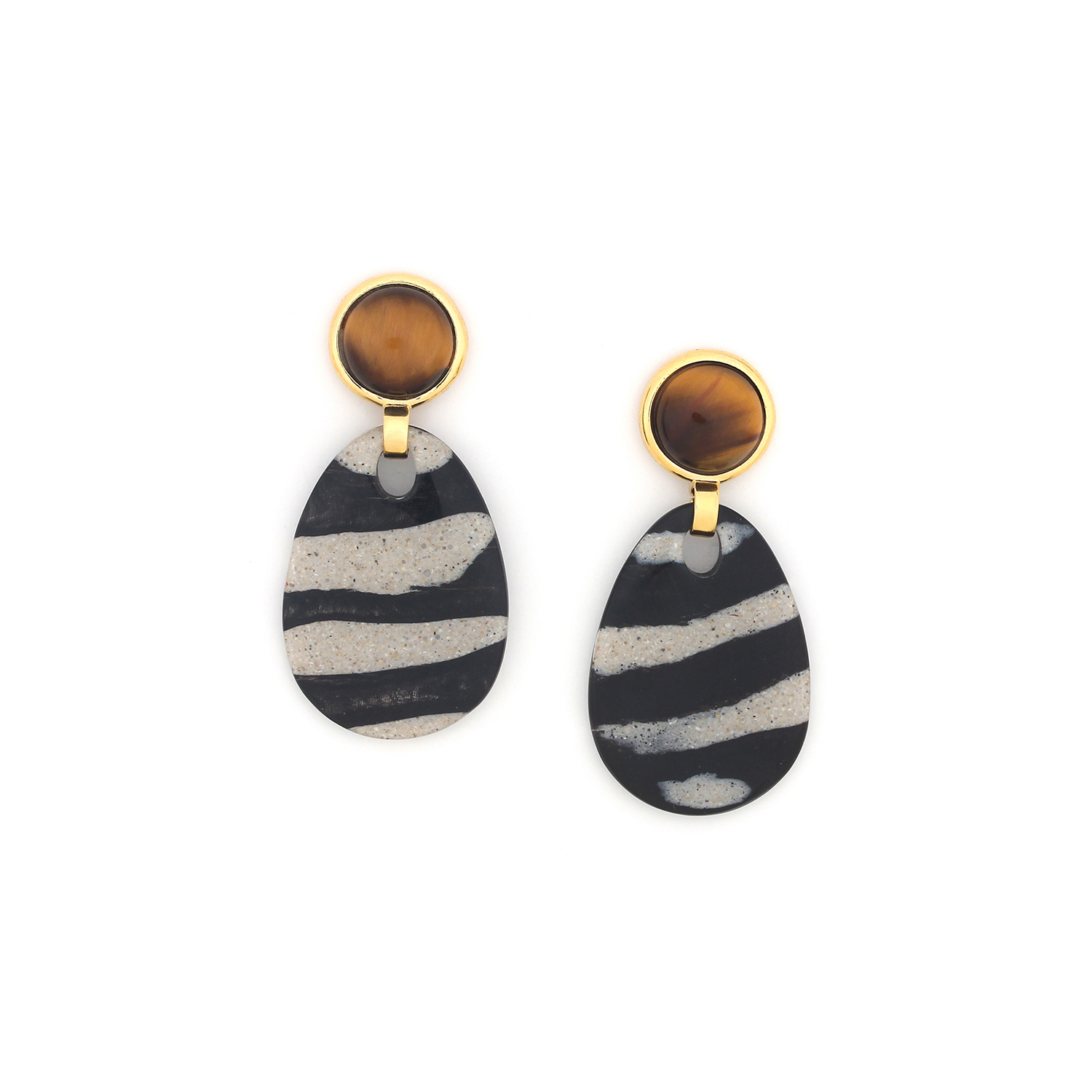 

Серьги подвески из бижутерного сплава Nature Bijoux NB24.2-12-79722, смола/тигровый глаз, NB24.2-12-79722