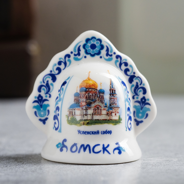 

Колокольчик в виде кокошника «Омск. Успенский собор», Белый;разноцветный, Омск