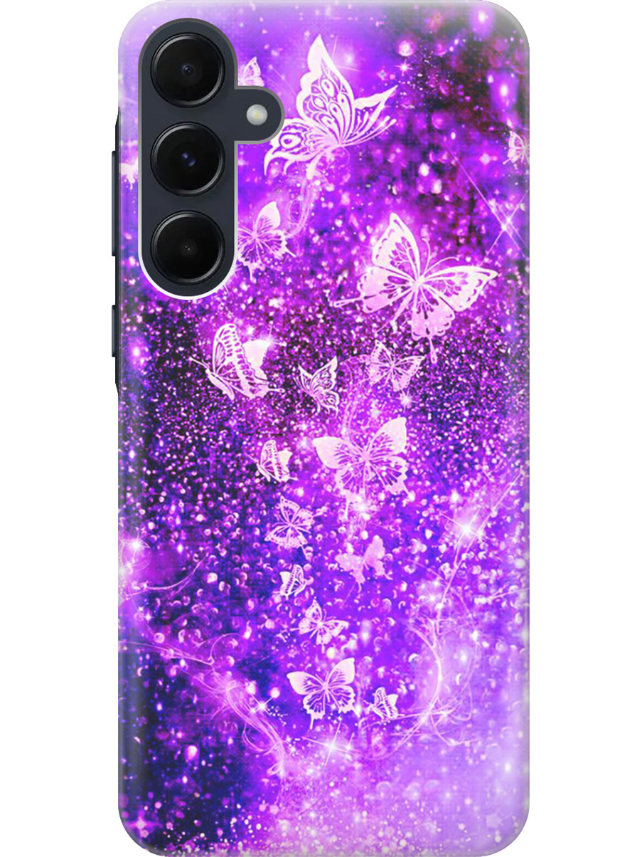 

Силиконовый чехол на Samsung Galaxy A55 с рисунком "Фиолетовые бабочки", Фиолетовый;черный, 20012126