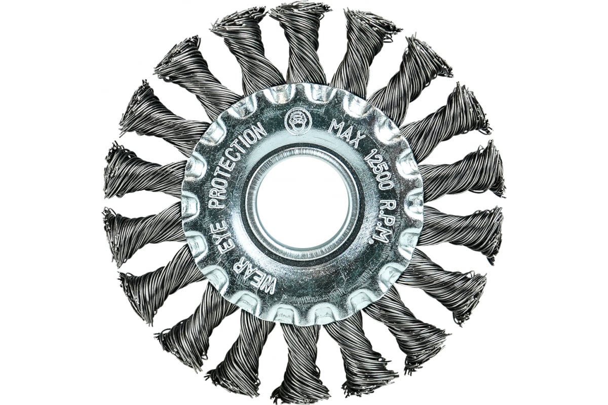 Кордщётка дисковая (витая оцинкованная сталь 0.5 мм, диаметр 100 мм, посадка 22.23 мм) BER