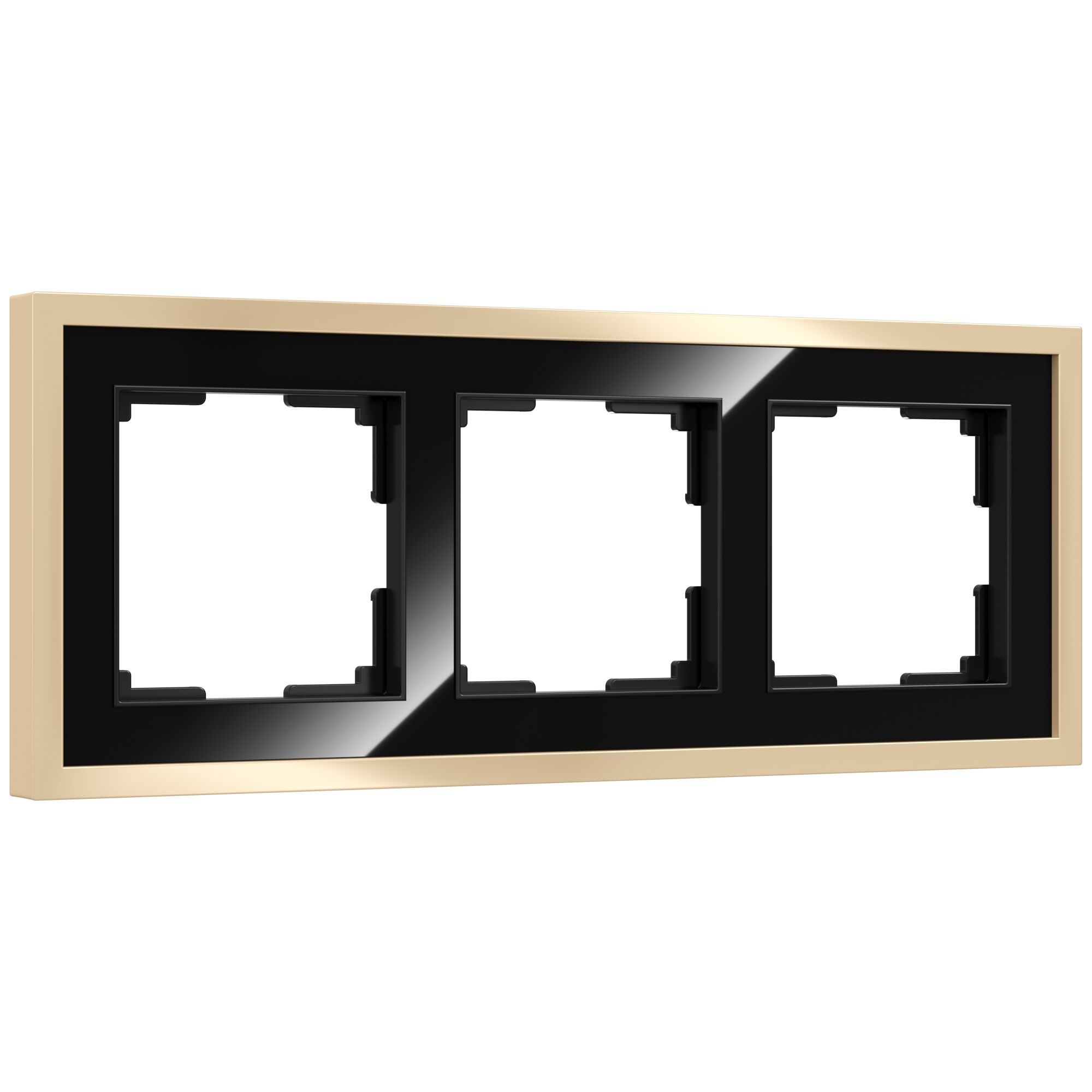 Рамка для розетки / выключателя Werkel Baguette W0032852 черный / латунь на 3 поста металл рамка на 3 поста werkel baguette w0032851 4690389185762