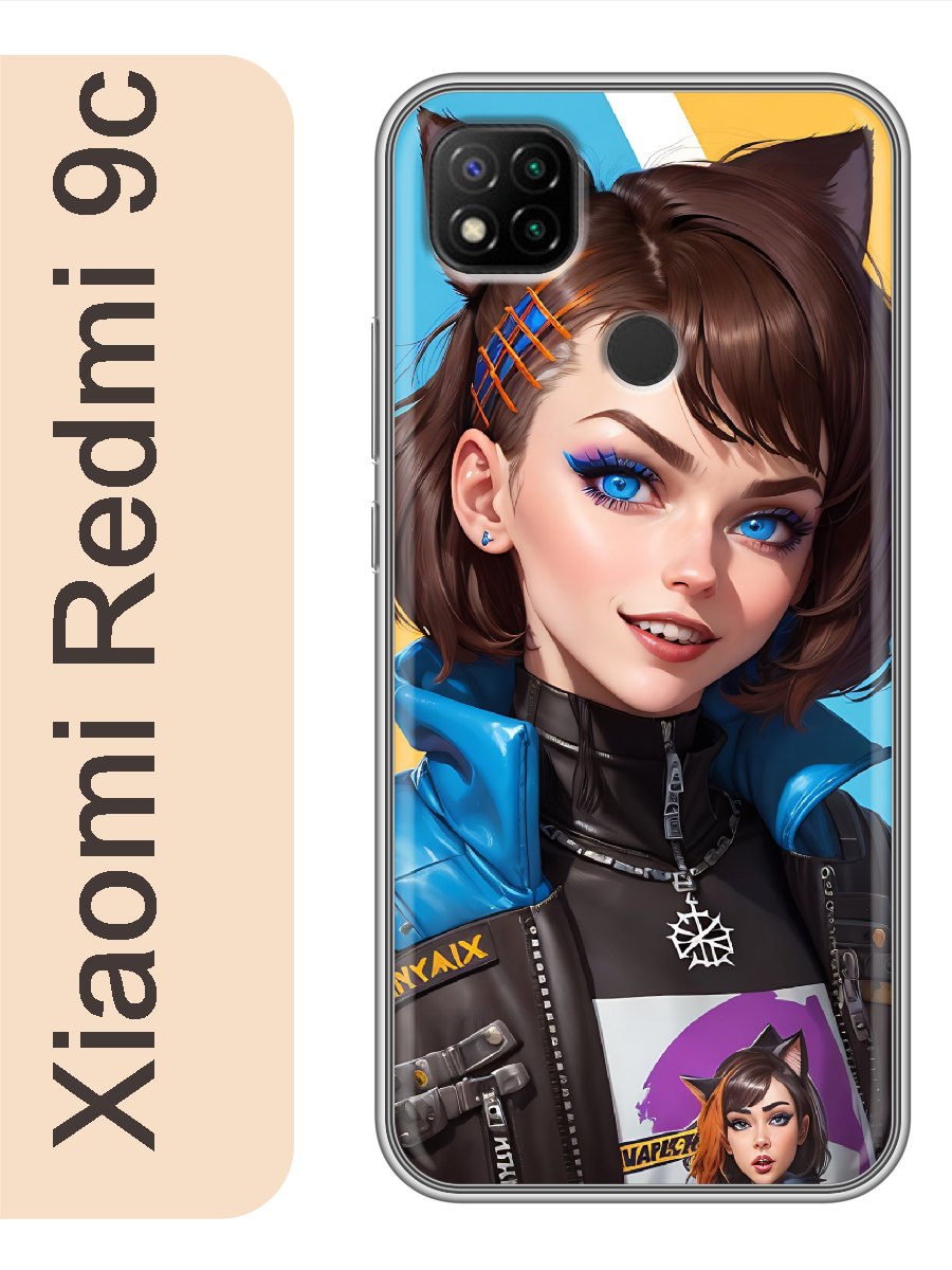 

Чехол на Xiaomi Redmi 9c девушка с ушками 974, Прозрачный, red9canim