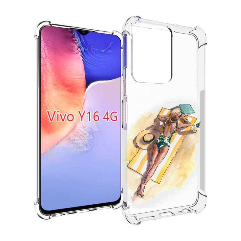 

Чехол MyPads девушка на пляже женский для Vivo Y16 4G/ Vivo Y02S, Прозрачный, Tocco
