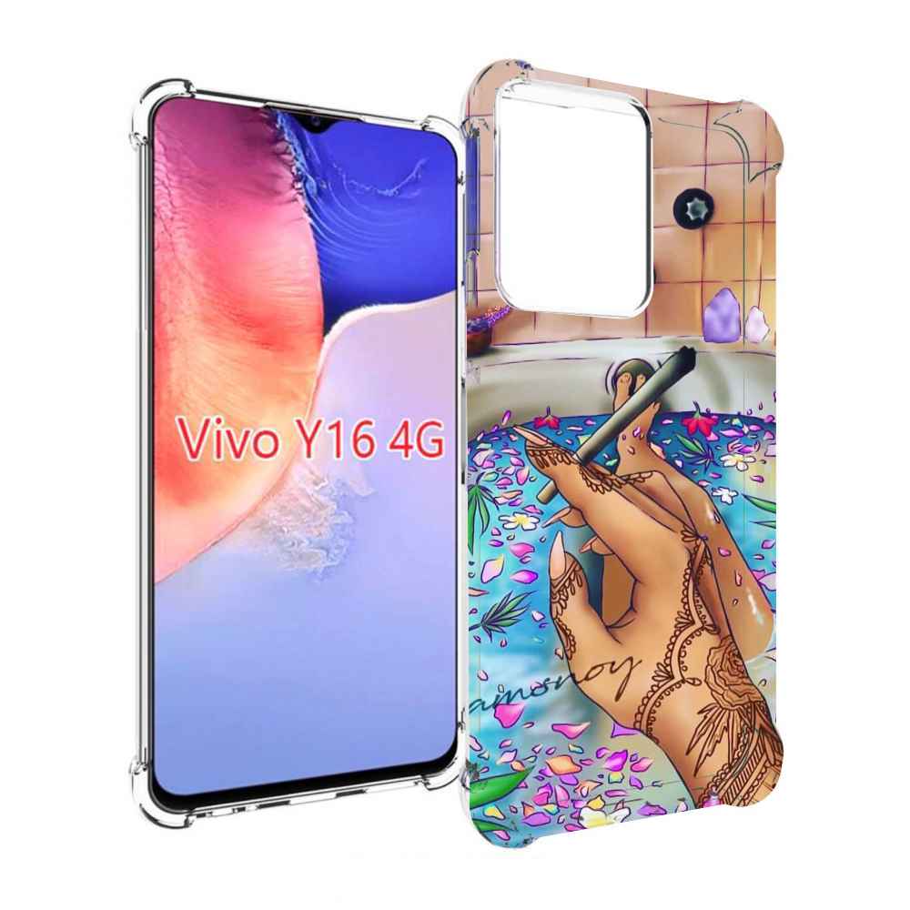 

Чехол MyPads девушка в ванне женский для Vivo Y16 4G/ Vivo Y02S, Прозрачный, Tocco