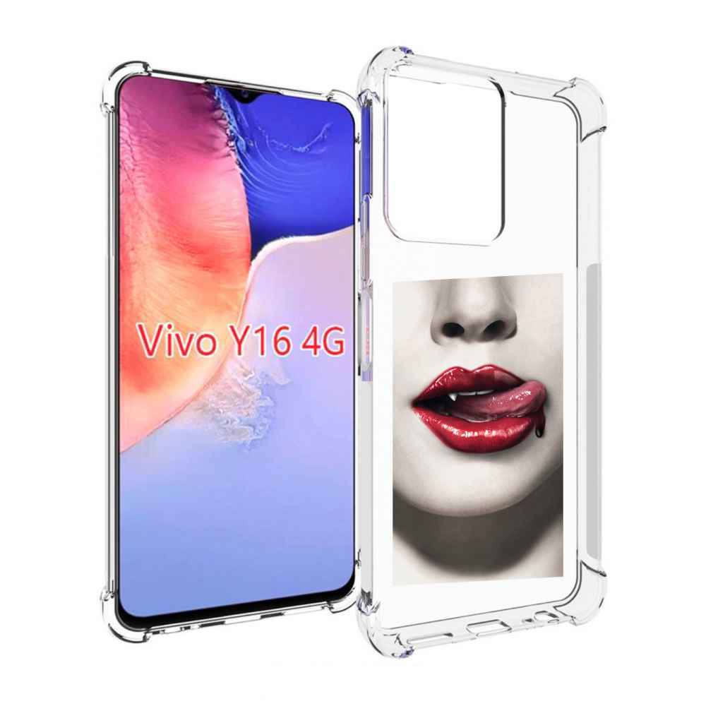 

Чехол MyPads губы-вампирши для Vivo Y16 4G/ Vivo Y02S, Прозрачный, Tocco