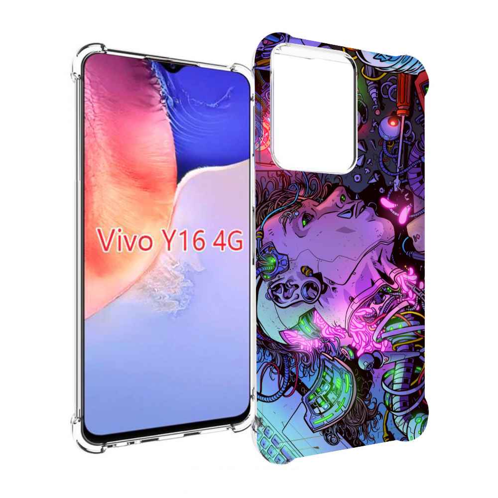 

Чехол MyPads голова робота мультик для Vivo Y16 4G/ Vivo Y02S, Прозрачный, Tocco