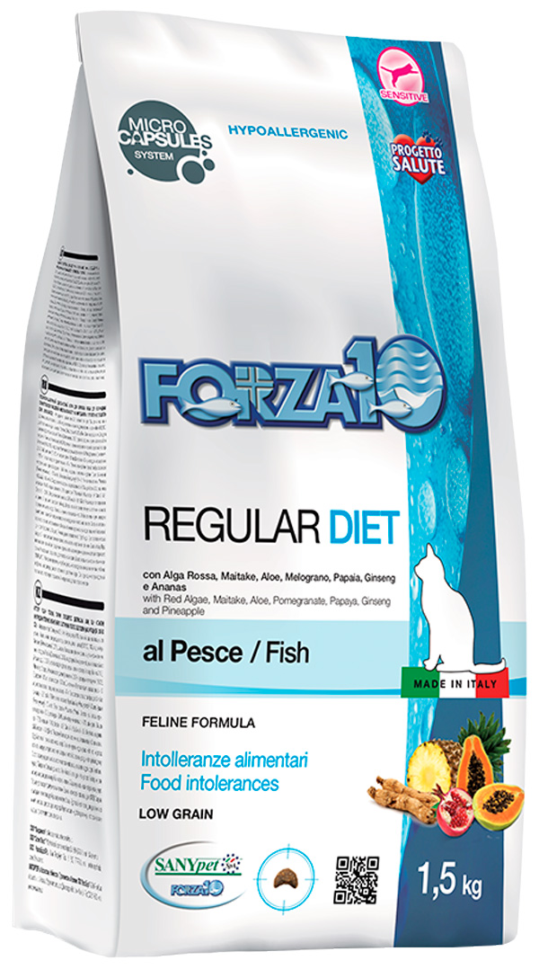 фото Сухой корм для взрослых кошек при аллергии forza10 regular diet с рыбой, 10 шт по 0,4 кг