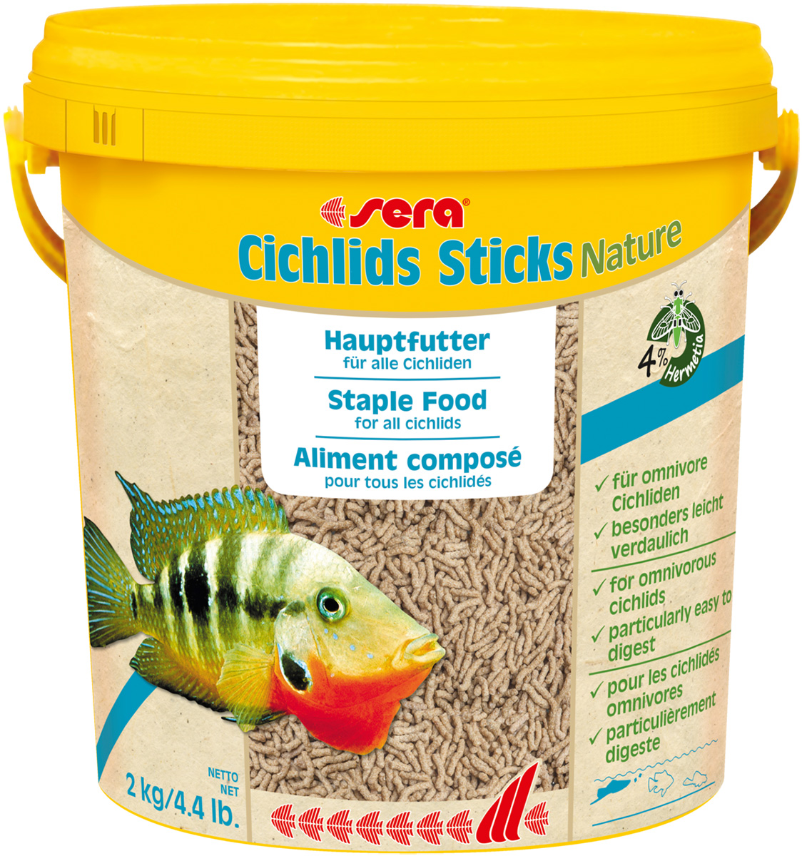 

Основной корм для цихлид SERA CICHLIDS STICKS палочки, 2 шт по 10 л