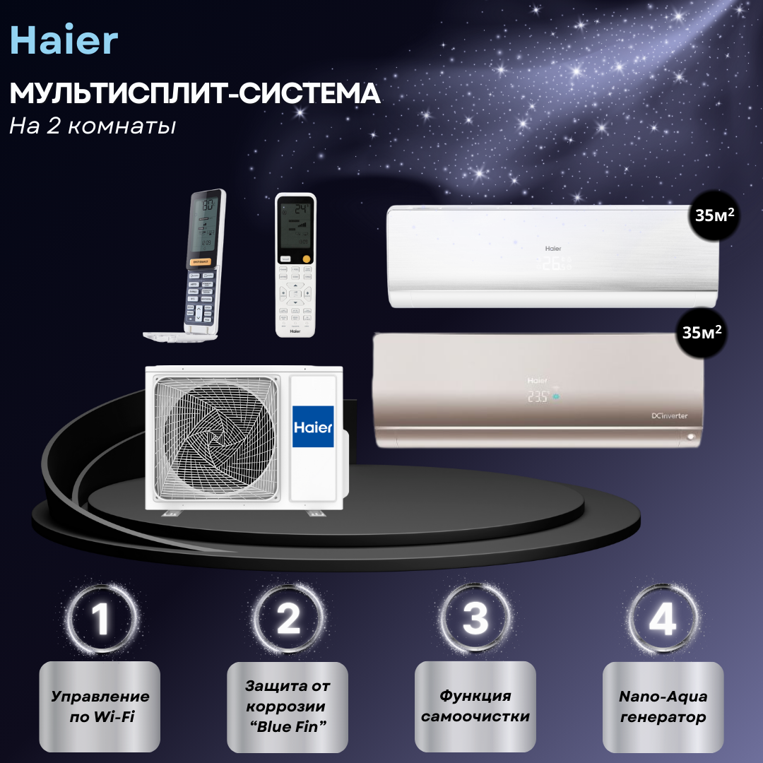 

Мульти сплит-система Haier AS12NS6ERA-W + AS35S2SF2FA-G / 2U40S2SM1FA c Wi-Fi ESP32, AS12NS6ERA-W + AS35S2SF2FA-G / 2U40S2SM1FA c Wi-Fi ESP32
