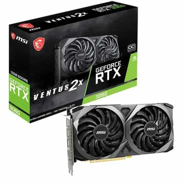 

Видеокарта MSI NVIDIA GeForce RTX 3060 RTX 3060 VENTUS 2X 8G OC 8ГБ GDDR6, OC, Ret, Черный, NVIDIA GeForce RTX 3060 RTX 3060 VENTUS 2X 8G OC