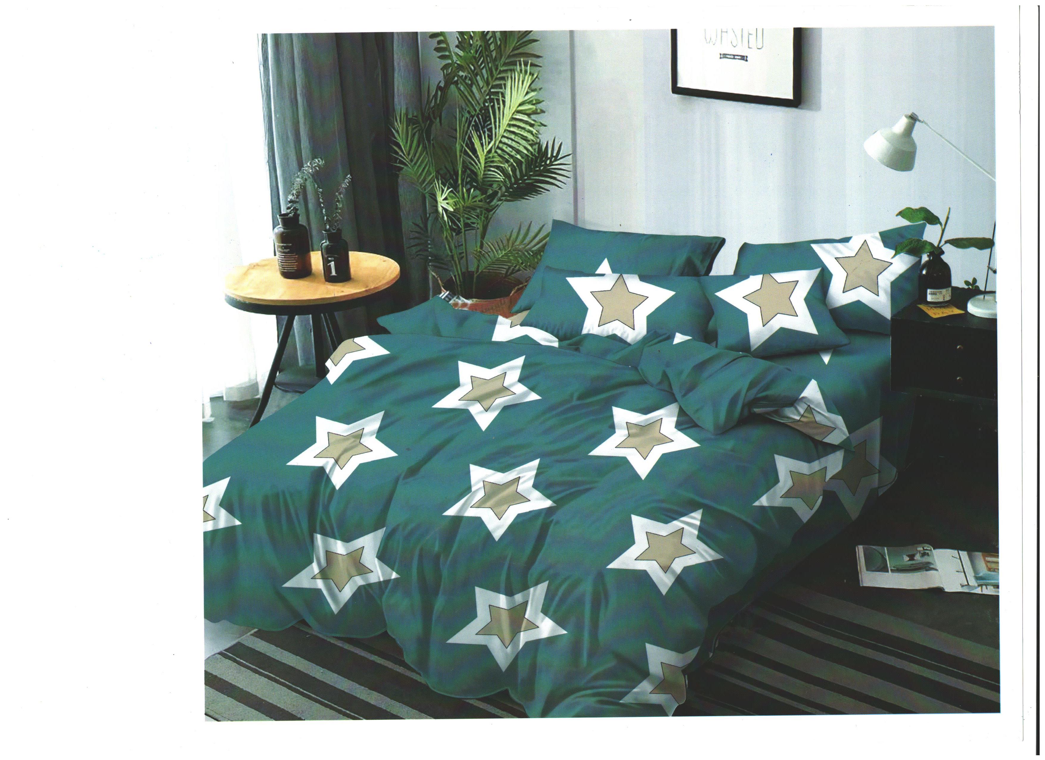 фото Комплект постельного белья, сатин п/э звезды, 2 с евро toontex