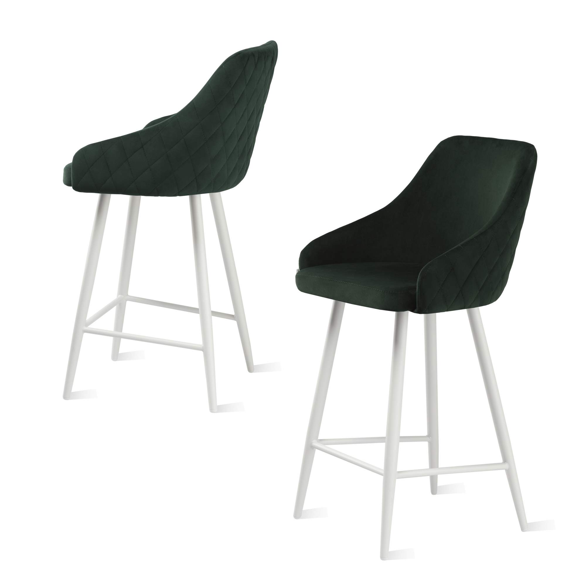 Стулья полубарные Фортресс Сальса, 2 шт, велюр, изумруд/белый муар