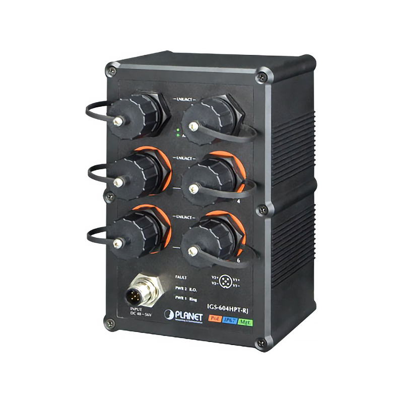 коммутатор/ PLANET IP67-rated Industrial L2+ 4-Port 10/100/1000T 802.3at PoE + 2-Port 10/1