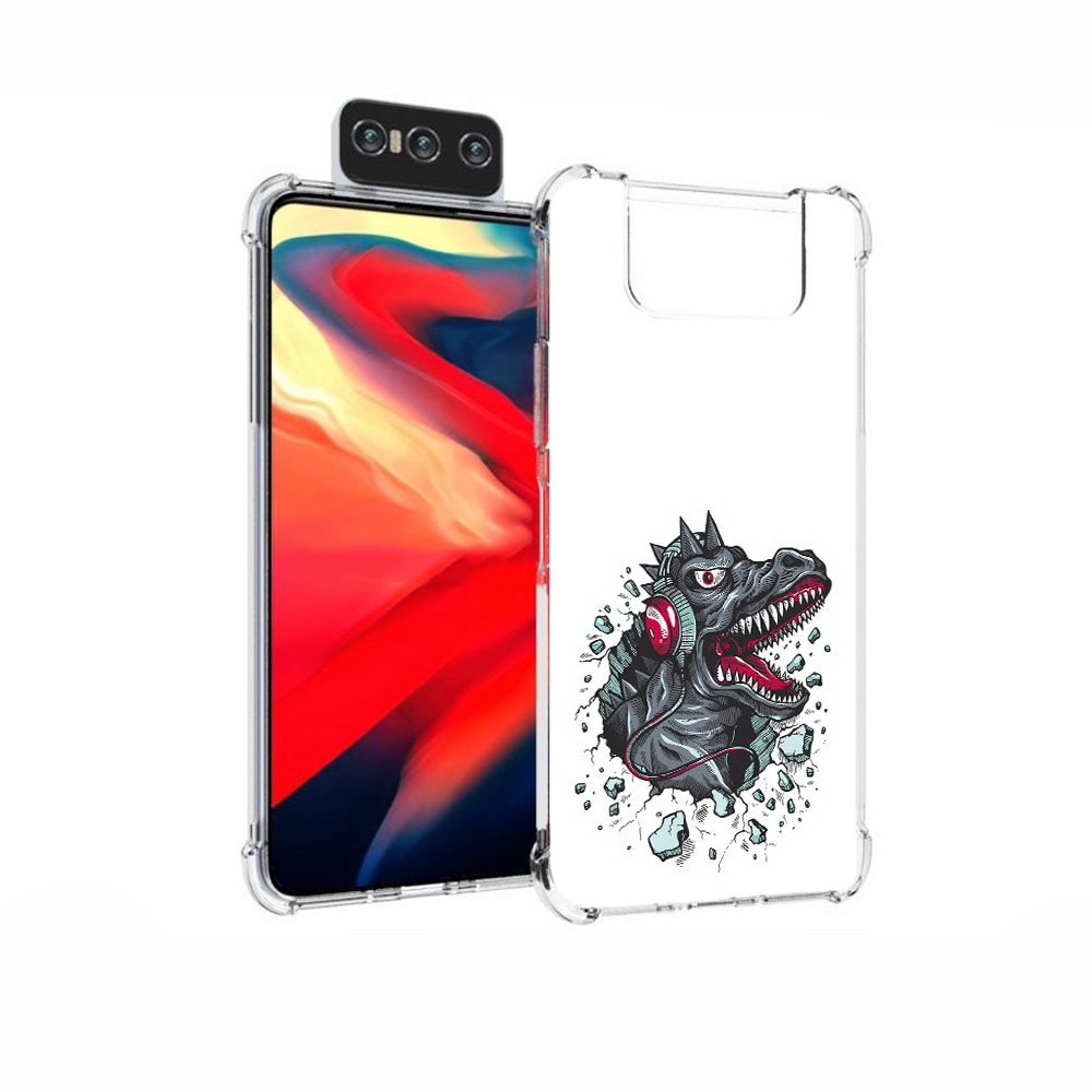 

Чехол MyPads Tocco для Asus Zenfone 7 (ZS670KS) Нарисованный динозавр в наушниках, Прозрачный, Tocco