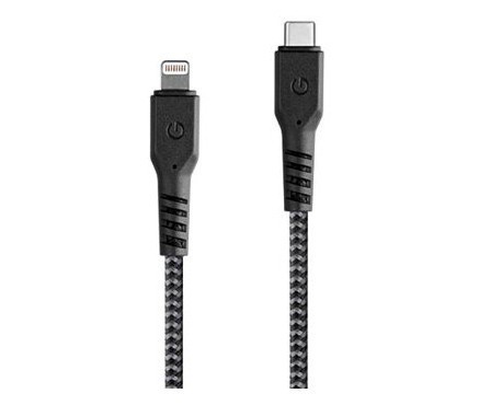 фото Кабель energea fibratough usb-c - lightning mfi 30 cм, цвет черный