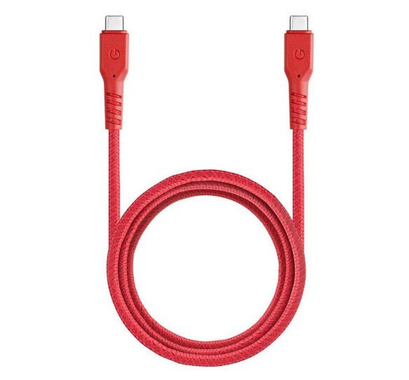 фото Кабель energea fibratough usb type-c - usb type-c 5 a 5 гбит/с 1.5 м, цвет красный