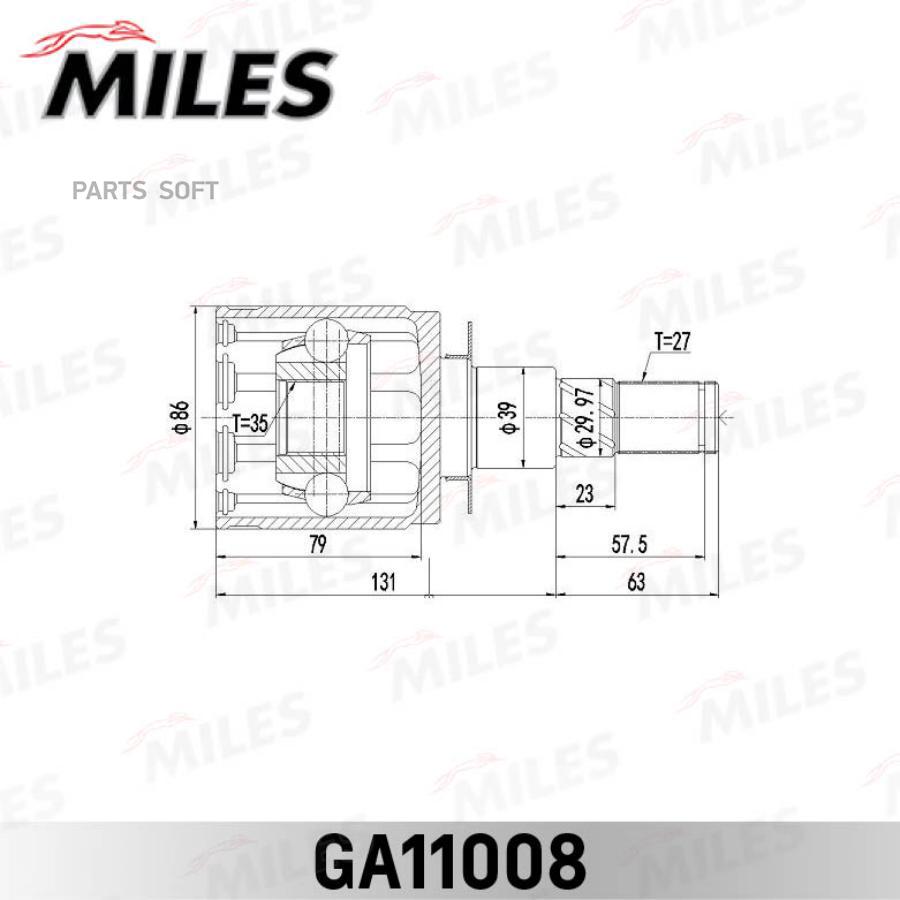 

Шрус Miles Ga11008 Nissan Navara 07- Внутренний Левый 35*39*27 Miles арт. GA11008