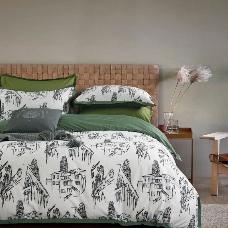 

Комплект постельного белья евро Anabella Asabella архитектура на молочном меланже