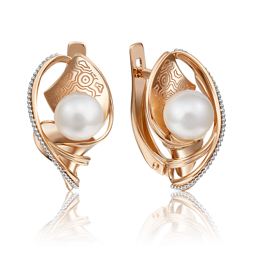 

Серьги из золота PLATINA jewelry 02-4164, жемчуг культивированный, 02-4164