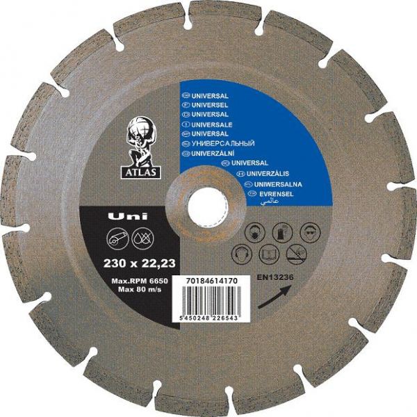 

Диск отрезной по камню 115х22.23 Norton 70184614167 Atlas Uni алмазный для резки общестрои