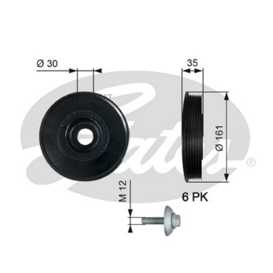 Шкив коленвала Gates tvd1025a 15154₽