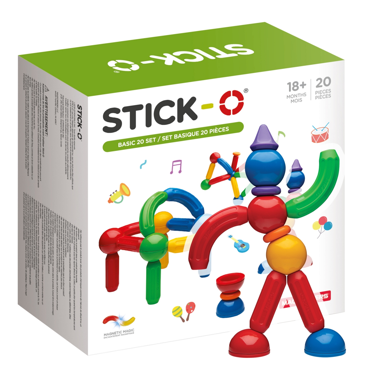 фото Конструктор магнитный stick-o basic set 20, 20 деталей, для детей от 1 года