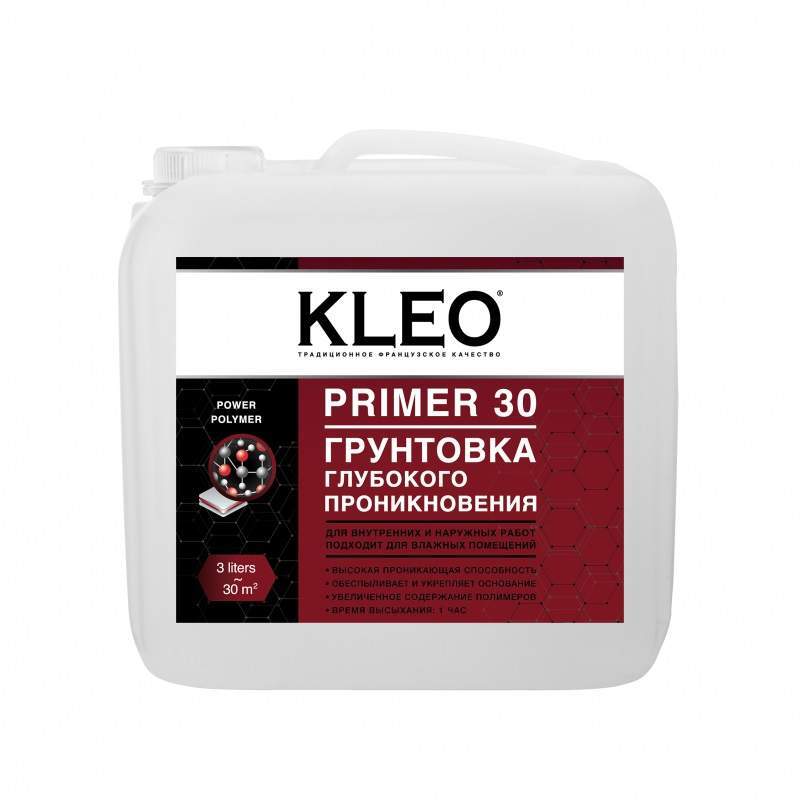 

Грунтовка глубокого проникновения KLEO PRIMER 30, канистра 3 л, на 30 м2 для наружных и в