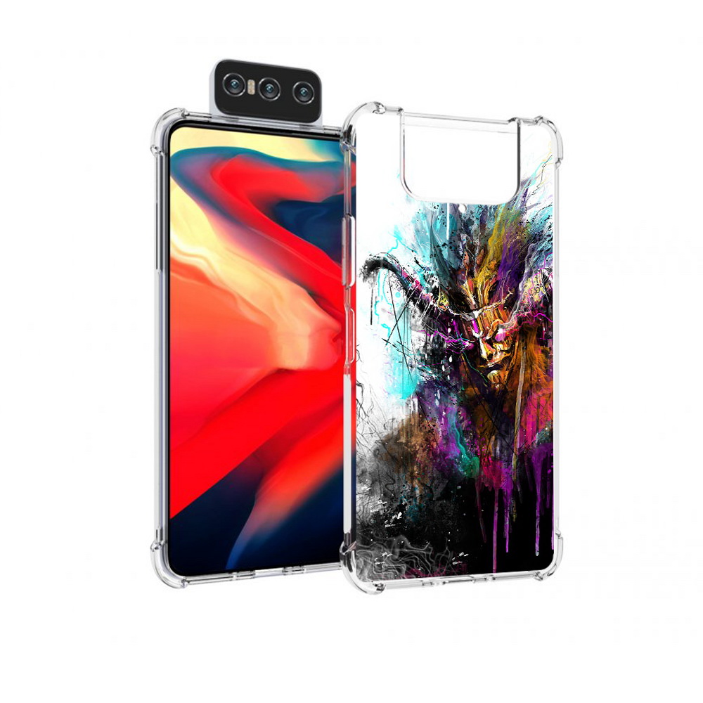 

Чехол MyPads Tocco для Asus Zenfone 8 Flip яркий дьявол, Прозрачный, Tocco