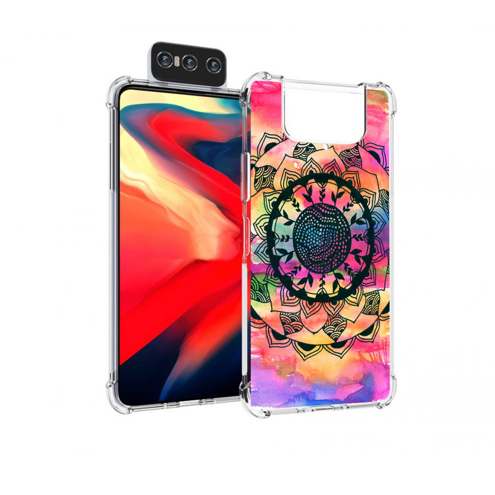 

Чехол MyPads Tocco для Asus Zenfone 8 Flip яркая абстракция круглый цветок, Прозрачный, Tocco