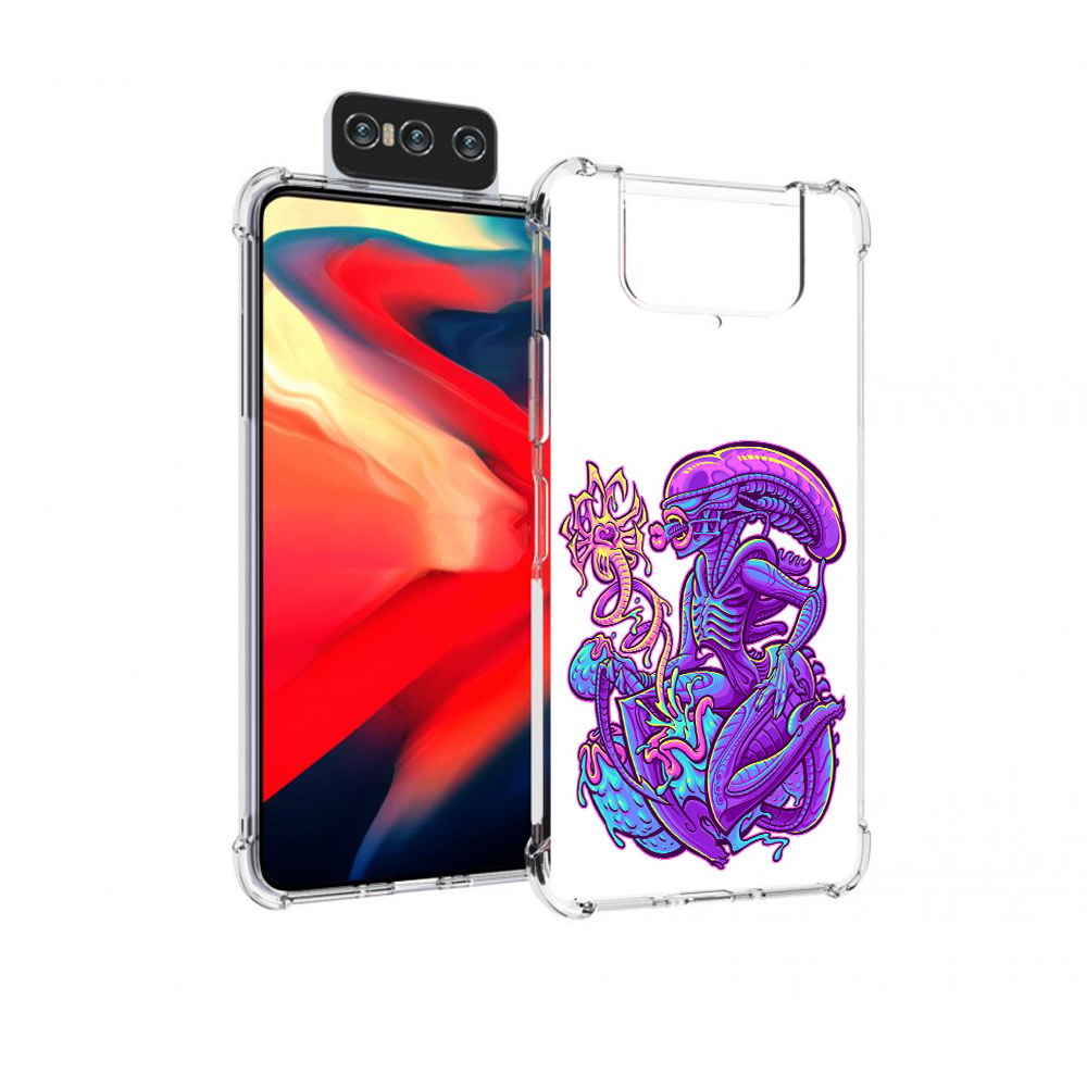 

Чехол MyPads Tocco для Asus Zenfone 8 Flip чужой фиолетовый цвет, Прозрачный, Tocco