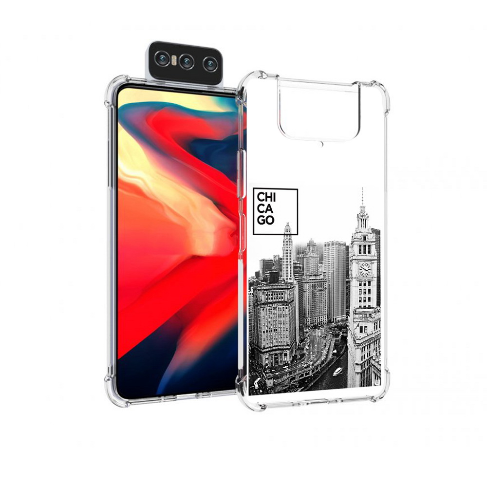 

Чехол MyPads Tocco для Asus Zenfone 8 Flip черно белый чикаго, Прозрачный, Tocco