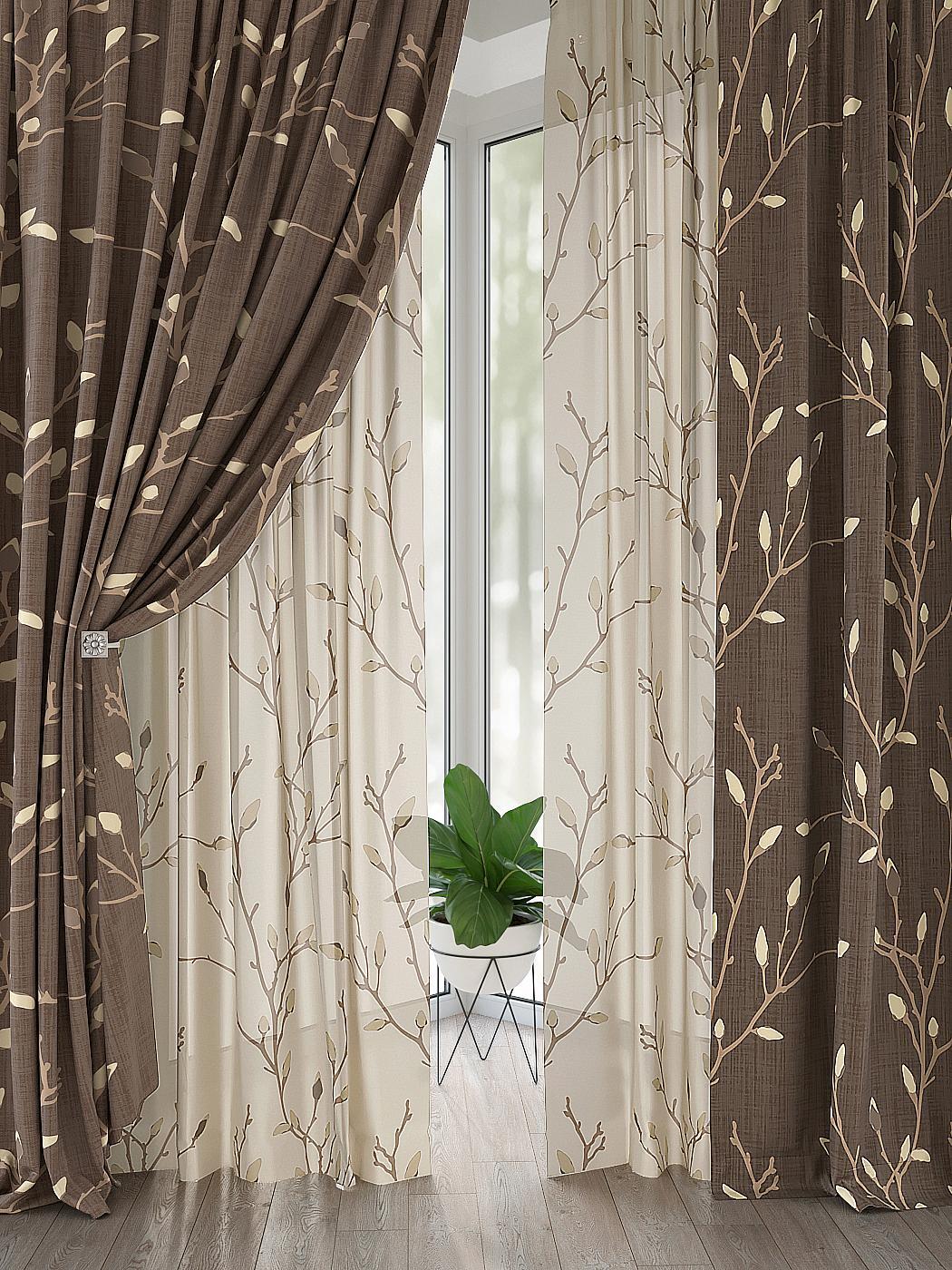 

Комплекты штор AT HOME Ленфиакс (коричневый) высота 250 см, ширина 150 см, Бежевый, 554016