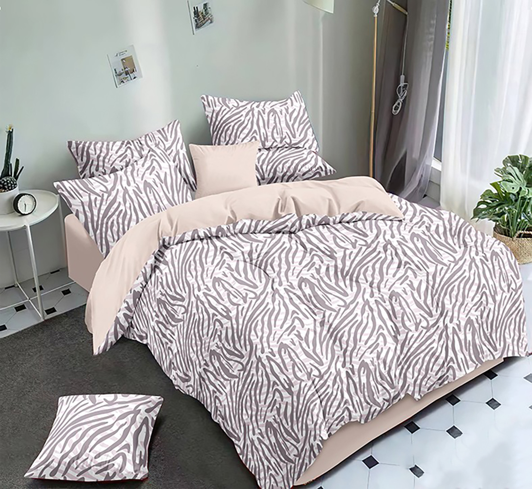 

Постельное белье Mercury Home Розовая зебра 2 СП с европростыней Поплин 2 наволочки 50x70, Розовая зебра