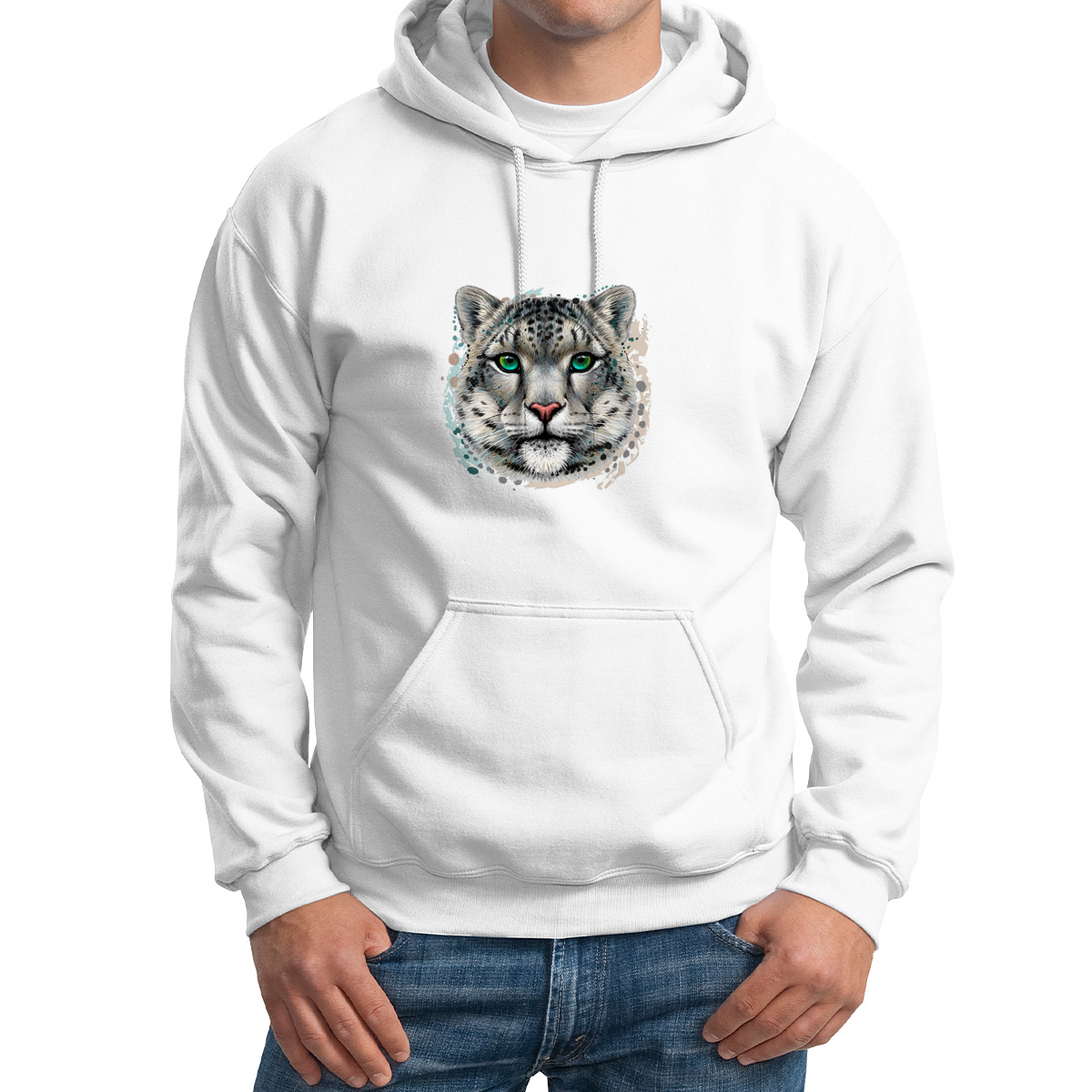 

Худи унисекс CoolPodarok Животные.Леопард белое 44 RU, Белый, M0501617