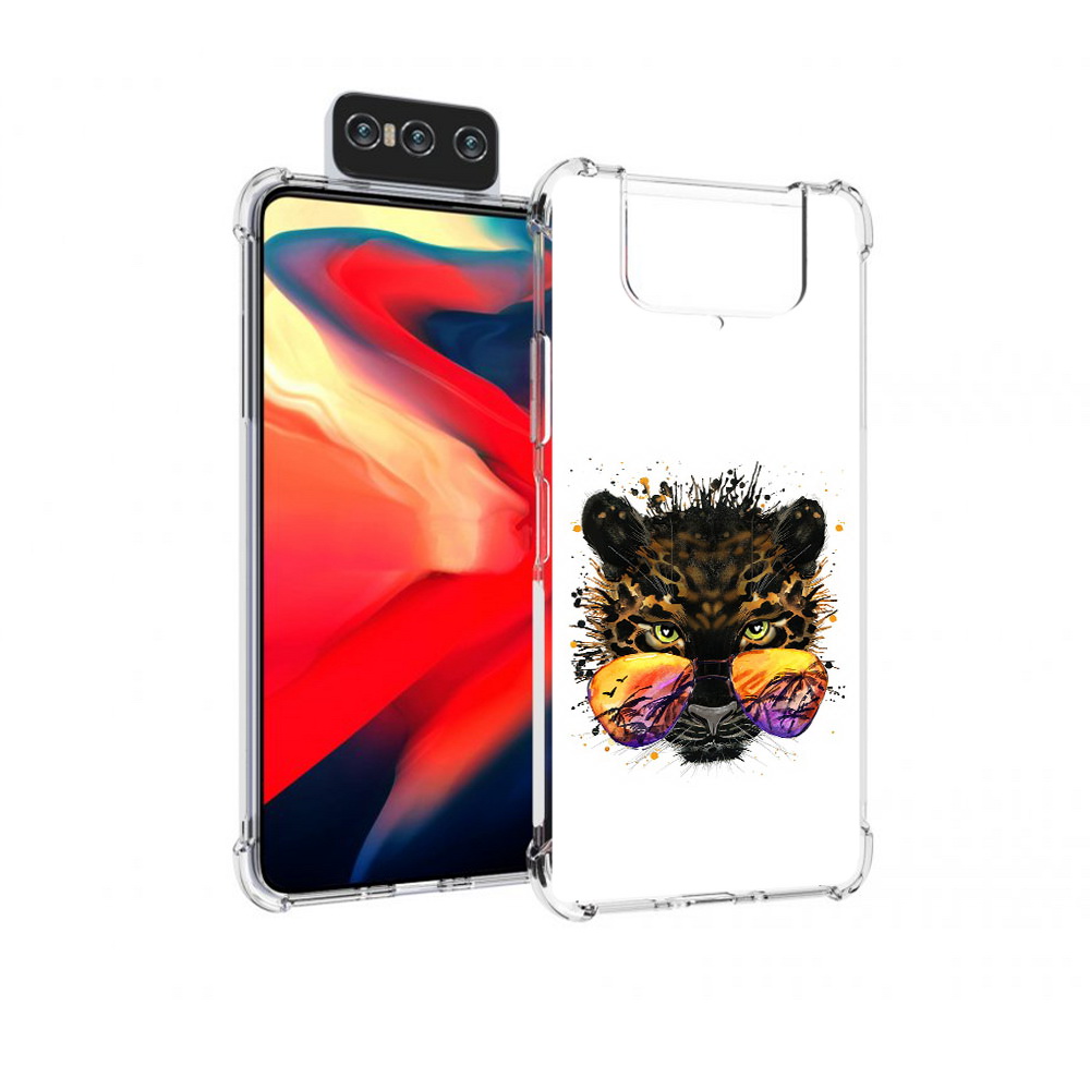

Чехол MyPads Tocco для Asus Zenfone 8 Flip тропический леопард, Прозрачный, Tocco