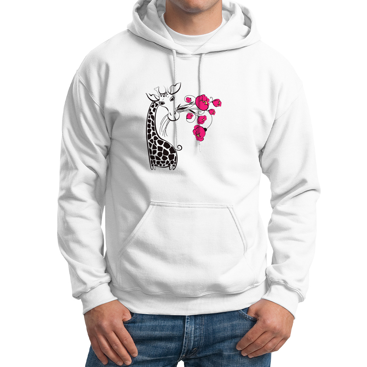 

Худи унисекс CoolPodarok Животные.Жирафик с цветами белое 44 RU, Белый, M0501615