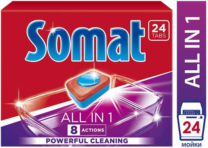 

Таблетки Somat All in 1 для мытья посуды в посудомоечной машине, 24 шт.