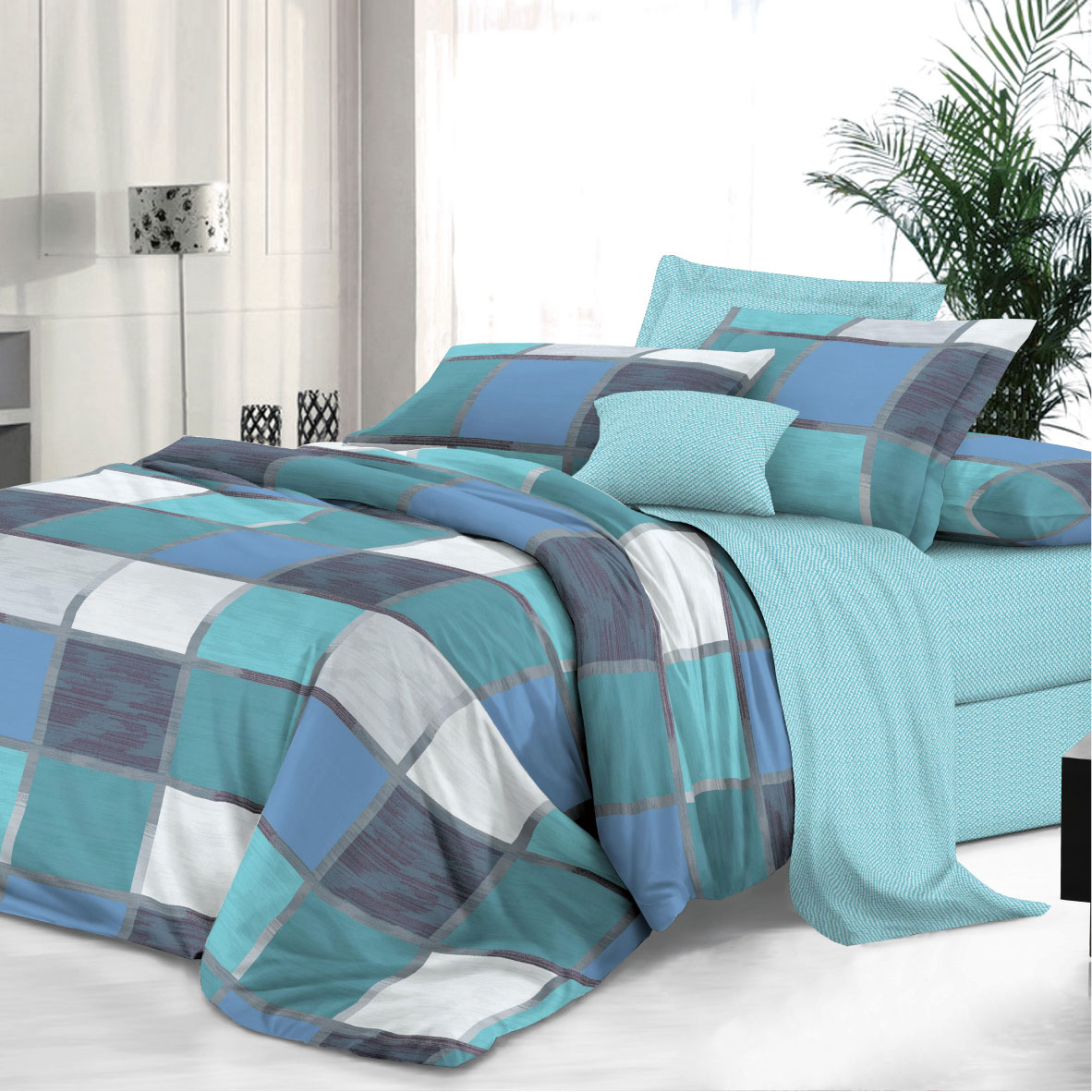 Комплект постельного белья Alleri Сатин Premium, СП-244, 2 спальный с евро простыней