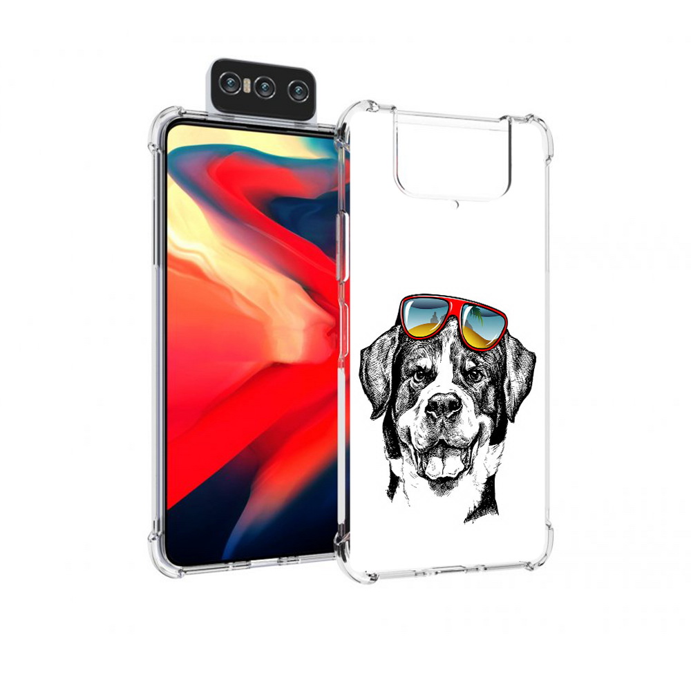 

Чехол MyPads Tocco для Asus Zenfone 8 Flip счастливая собака, Прозрачный, Tocco