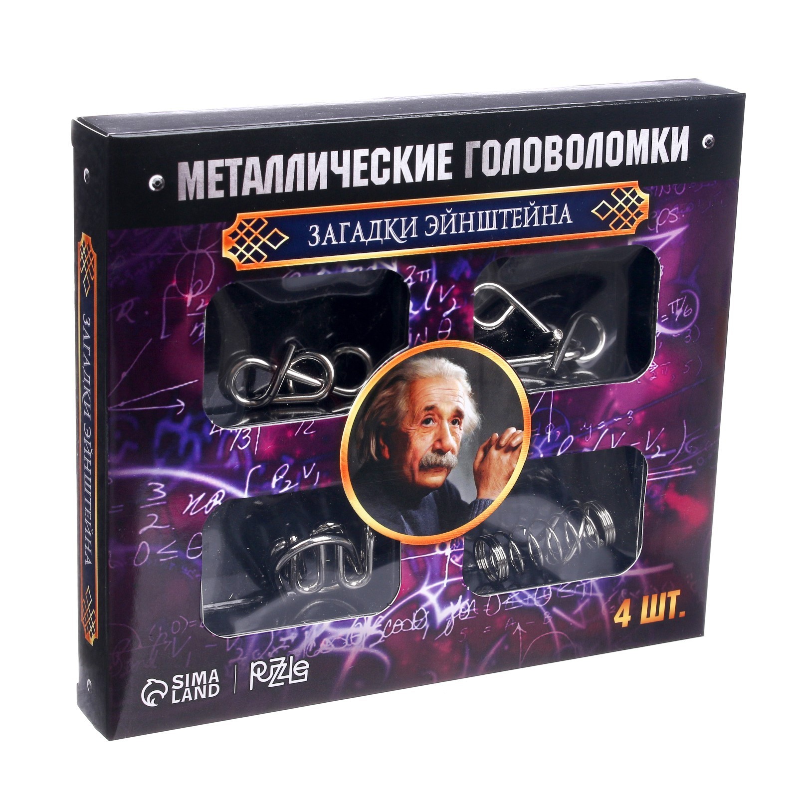 Головоломка Puzzle металлическая Загадки Эйнштейна набор 4 шт. 2528228