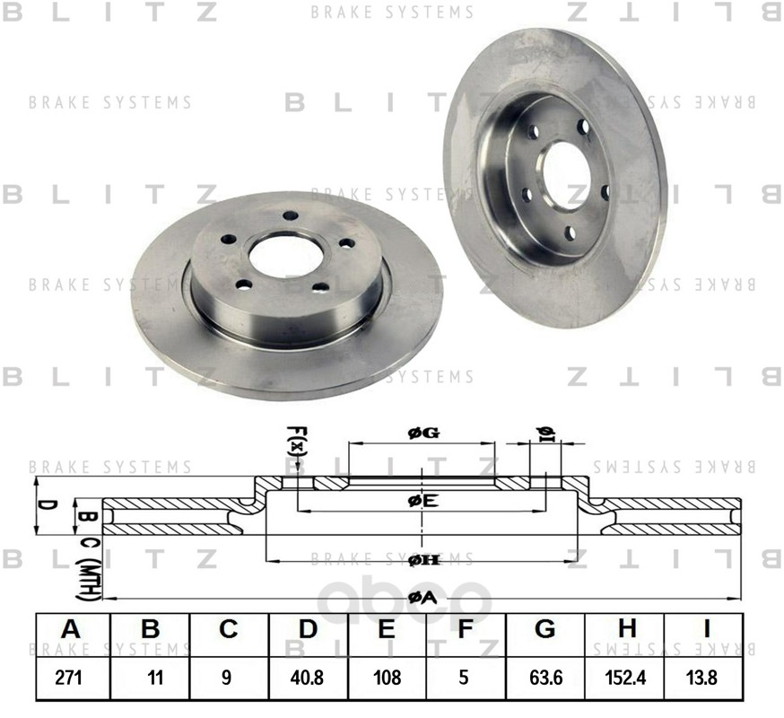 

Тормозной диск BLITZ BS0331 задний