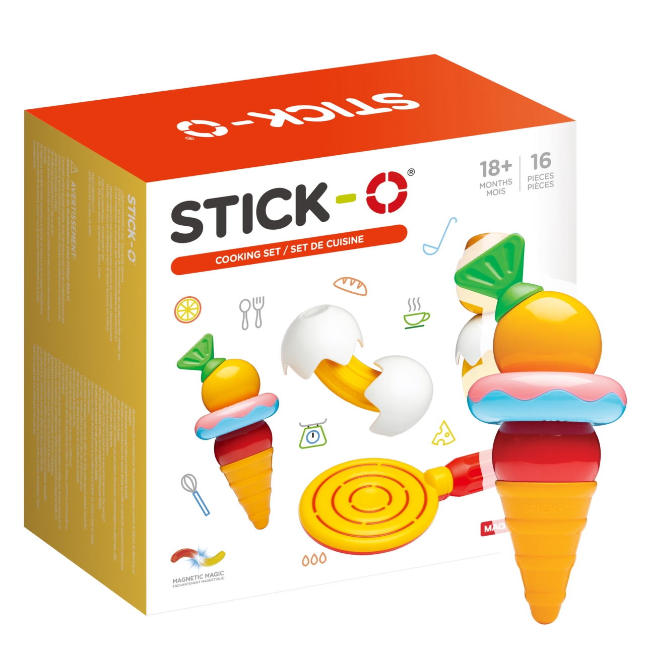 Конструктор магнитный STICK-O Cooking Set 16 деталей, кухня для детей от 1 года конструктор stick o roleplay set