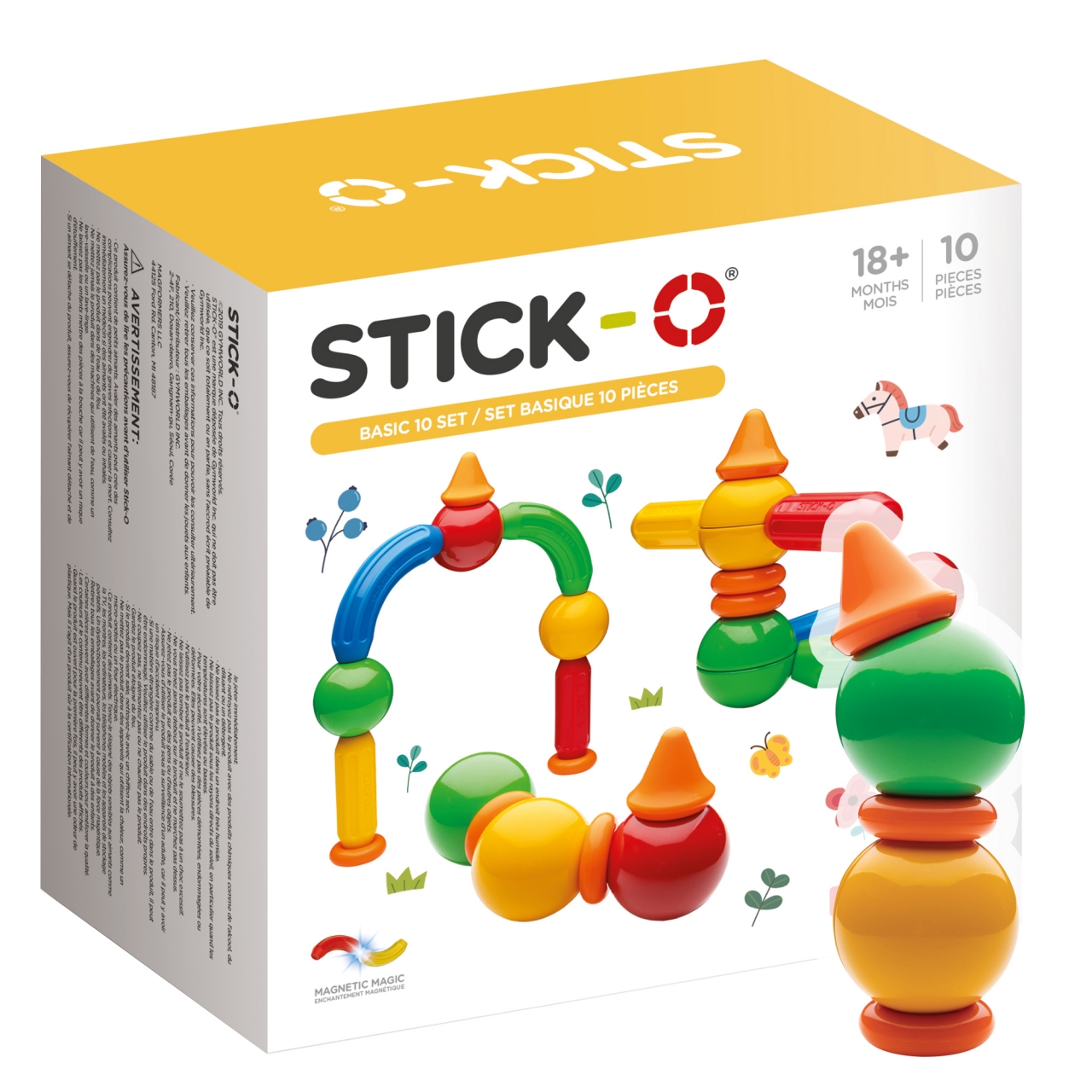 Конструктор магнитный STICK-O Basic Set 10 деталей, 901001 для детей от 1 года